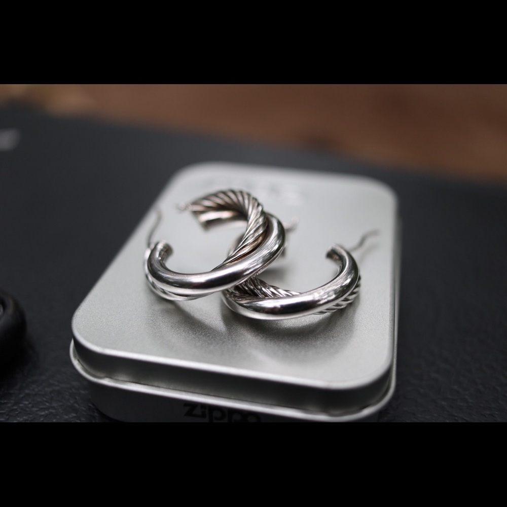 Double hoop sterling silver 925 earrings